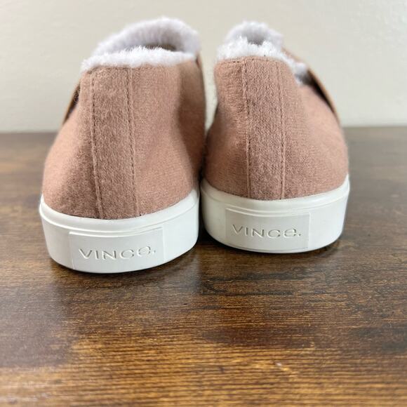 Vince Blair Shearling Sneakers 9 Womens Light Taupe Wool Shearling Lined Slip On - Picture 7 of 13